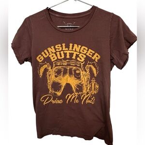 Gunslinger Butts Drive Me Nuts Brown Western Bandit Brand Women’s L T-Shirt